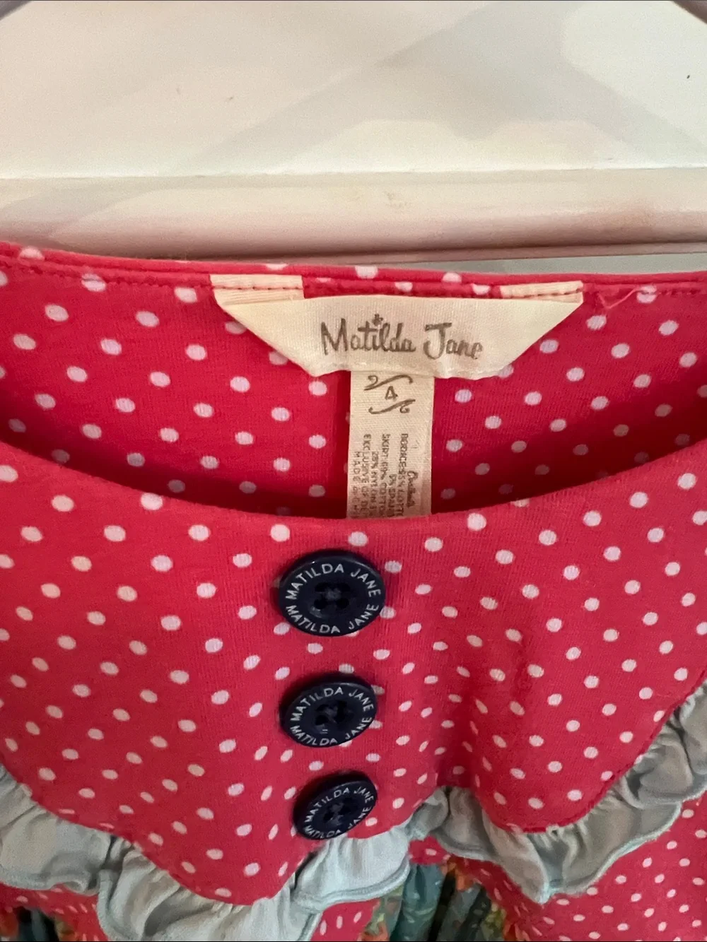 Matilda Jane Coral Polka & Aqua Floral Dress